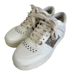 美品 JIMMY CHOO ジミーチュウ HAWAII レザー グリッター スター ローカットスニーカー 36 23cm相当 ホワイト レディース 古着 中古 USED