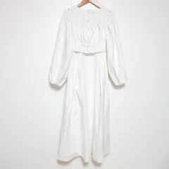 美品 22SS CELFORD セルフォード ボレロ付きストライプワンピース ロングドレス CWFO222016 36 ホワイト  レディース 古着 中古 USED