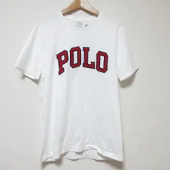 良品 POLO RALPH LAUREN ポロラルフローレン カスタムスリムフィット ロゴプリント クルーネック 半袖 Tシャツ カットソー M ホワイト メンズ 古着 中古 USED