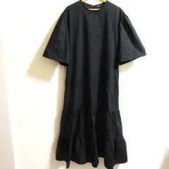 美品 LOEFF ロエフ ユナイテッドアローズ TCティアードワンピース ハーフスリーブ ロングドレス サイズ1 ブラック レディース 古着 中古 USEDのサムネイル