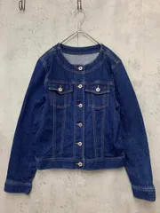 NATURAL BEAUTY BASIC ナチュラルビューティーベーシック ノーカラー Gジャン デニム ジャケット sizeL/青 ■■ レディース