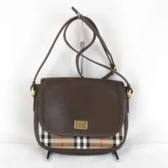 『USED』 バーバリー ノバチェック シャドーホース ショルダーバッグ レザー/キャンバス  ブラウン