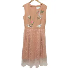 未使用 Chesty チェスティ ドットチュールスカート ノースリーブロングワンピース 0 サーモンピンク レディース 古着 中古 USED