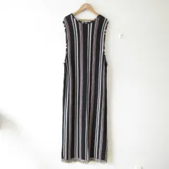 未使用 25SS journal standard ジャーナルスタンダード JQストライプOP ノースリーブ ロングワンピース F ブラック レディース 古着 中古 USED