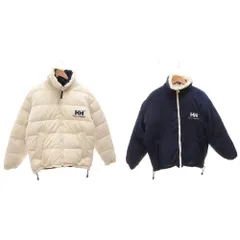 ヘリーハンセン HELLY HANSEN ダウンジャケット ブルゾン ロゴ プリント リバーシブル S 白 ホワイト 紺 ネイビー /FF ■GY58