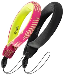 FLOATING HAND STRAP 携帯 落下防止 紛失防止 防水 水辺 水泳 水に浮く 携帯ストラップ ハンド ストラップ フロートストラップ フローティングストラップ フロート フローティング - Palm Leaves & Black (2個入り)