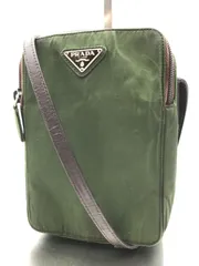 PRADA　プラダ　ミニショルダーバッグ　テスートナイロン×レザー　三角ロゴ　カーキ系　813