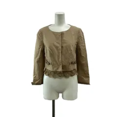 トッカ TOCCA ジャケット 上着 0 ベージュ ノーカラー 長袖 レース裾 /PP ■ECC003