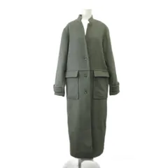 ケービーエフプラス アーバンリサーチ ロングコート ウール ONE SIZE モスグリーン カーキ ノーカラー 長袖 フラップポケット /AY ■ECB003
