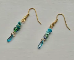 【No.24】サーフピアス対応可能✴︎ターコイズとチェコビーズのゆらゆらピアス