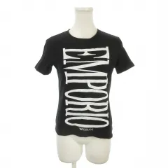 エンポリオアルマーニ EMPORIO ARMANI Tシャツ S 黒 ブラック 半袖 クルーネック ロゴプリント /AO28 ■ECD003