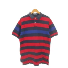 ポロ バイ ラルフローレン Polo by Ralph Lauren ポロシャツ M 紺 ネイビー 赤 レッド ボーダー柄 ポロ襟 半袖 /AH22 ■ECD003