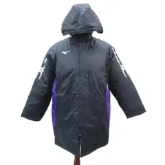 ミズノ MIZUNO ベンチコート ロング丈  紺 ネイビー フード付き プリント /HO27 ■ECA003