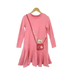 ケイトスペード KATE SPADE ワンピース 子ども服（女の子用） 140 ピンク 長袖 ラウンドネック バッグモチーフ /AO3 ■ECD003