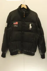 【中古】 Polo by Ralph Lauren メンズダウンジャケット XL BIGポニー ダウンジャケット Polo by Ralph Lauren XL 黒 ブラック 刺繍