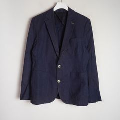 極美品】サマージャケット リネン ネイビー S ホップサック 通気性抜群