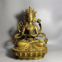 Y3693-1 チベット仏 銅製 鍍金 彩色 文珠菩薩 高さ21㎝ え - メルカリ