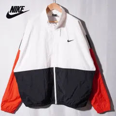 ナイキ NIKE ナイロンジャケット 3XL ホワイト ブラック レッド ロゴ刺繍 ストリート オーバーサイズ ビッグシルエット スポーツミックス 古着 B465