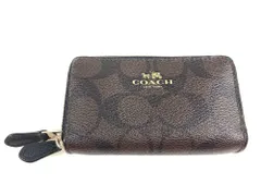 コーチ　COACH　シグネチャー　小銭入れ　コンパクト　ダブルジップ　ブラウン　送料無料