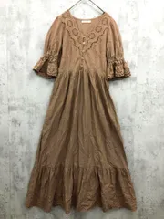 continuer de NICE CLAUP コンティニューデナイスクラップ 刺繍 ロング ワンピース size表記なし/茶 ■■ レディース