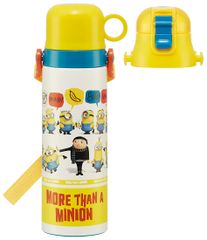 신품 스케이터(skater) 어린이용 스테인레스 수통 2way 직접 마시는 580ml 컵 마시는 570ml 미니언즈 피버 아이에게 상냥한 경량 타입 소년 보온·보냉 waterbottle 스포츠 병 귀여운 키즈 아이 아이 물병 S