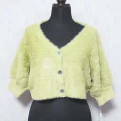 未使用 24AW GRACE CONTINENTAL グレースコンチネンタル Vネック ショート フェザースリーブニットカーディガン 0124353124 36 イエロー レディース 古着 中古 USED