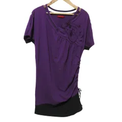 美品 VIVIENNE TAM ヴィヴィアンタム 半袖 フラワー シャーリング ミニワンピース 1 パープル レディース 古着 中古 USEDのサムネイル