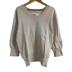 美品 MHL MARGARET HOWELL エムエイチエル マーガレットハウエル 七分袖 ニット カットソー プルオーバー サイズ2 グレー レディース 古着 中古 USED