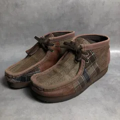 PQ313◇Clarks : ツイード/レザーパッチワーク ワラビーブーツ◇uk9◇ブラウン系 クラークス