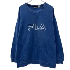 カナダ製 FILA ロゴスウェット トレーナー XL ネイビー フィラ プルオーバー 刺繍ロゴ ワンポイント スポーティー 秋物 a804-5516