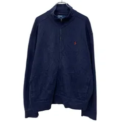 90s POLO by RALPH LAUREN XL ロゴスウェット トレーナー XL ネイビー ポロバイラルフローレン ハーフジップ ポニー刺繍 秋物 a804-5536