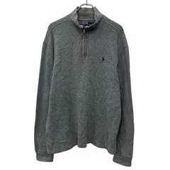 90s Polo by Ralph Lauren ロゴスウェット トレーナー L グレー ポロバイラルフローレン ハーフジップ ポニー刺繍 90年代 秋物 a804-5537