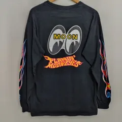 MOONEYES ムーンアイズ Flamin' MOONEYES ロンT 長袖 両面 プリント アメカジ レーシングモーター Y2K ブラック M  D242のサムネイル