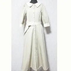 美品 22SS WILLSELECTION ウィルセレクション 配色パフスリーブシャツワンピース 08-2215100140 サイズM ベージュ レディース 古着 中古 USED