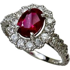 11g☆1.29ct☆ビルマ産✨ピジョンブラッドルビー1.4ctダイヤリング指輪 