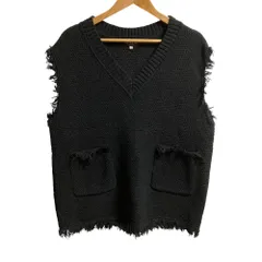 新品同様 23AW EVEX by KRIZIA エヴェックス バイ クリツィア ウォッシャブル ツイード ニット ベスト ブラック レディース 古着 中古 USED