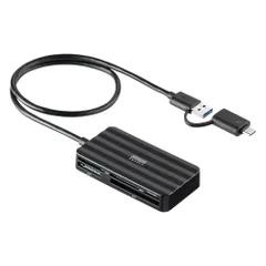 サンワダイレクト マルチカードリーダー USB-C/USB-A 接続 5in1 SD/MicroSD/CF/xD/MS カードリーダーアダプタ 高速転送 ケーブル長50cm Win/Mac/iOS/Android対応 カードリーダー アダプタ 400-ADts