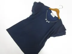 大きいサイズ 美品 Le temps calme 洗える半袖 ラウンドネック カットソー 4L ネイビー/ネイビー 花柄 メール便可 中古