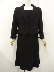 未使用品 長袖テーラードジャケット+五分袖ロング丈ワンピース ロングシーズンブラックフォーマル2点セット 13AR 黒 喪服 礼服 冠婚葬祭 中古