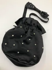 epine エピヌ リボン ビジューサテン ショルダー バッグ 黒 ■■ レディース