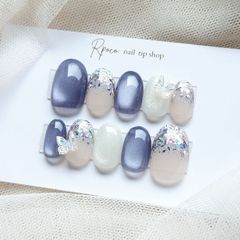 No.5802 マグネットネイル『ミモザ』イエローフラッシュラメフレンチ 