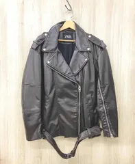 ZARA/ザラ/ジャケット/3427-706-716/フェイクレザーダブルライダースジャケット/ダークブラウン/Lサイズ