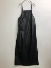 美品 ur's ユアーズ XU1932 フェイクレザーサロペット ワンピース sizeS/黒 ■■ レディース