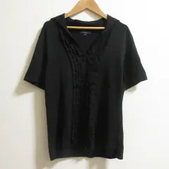 良品 BURBERRY LONDON バーバリーロンドン 半袖 襟付きニットカットソー サイズ2 ブラック レディース 古着 中古 USED