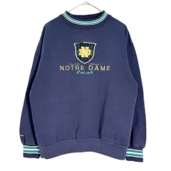 90年代 USA製 JANSPORT ジャンスポーツ NOTREDAME ノートルダム スウェット カレッジ ネイビー(メンズ L)中古 古着 X8375