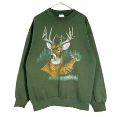 Deer プリント クルーネック スウェット グリーン L〜XL - メルカリ
