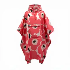 63d13 【未使用タグ付】 marimekko マリメッコ  Unikko Rain Poncho レインコート ポンチョ ウニッコ柄 花柄プリント ONE SIZE ピンク ホワイト レディース 女性用u02tのサムネイル