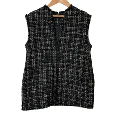 美品 22AW Mila Owen ミラオーウェン ツイードベスト プルオーバー サイズ0 ブラック レディース 古着 中古 USED