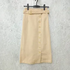 one after another NICE CLAUP ワンアフターアナザーナイスクラップ スカート ミディスカート 起毛素材 ベルト付き 上品 ベージュ ◎_◇〇☆