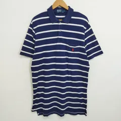 Polo Ralph Lauren ポロ ラルフ ローレン ポロシャツ 長袖 ボーダー ワンポイント ロゴ 刺繍 コットン ネイビー L D282
